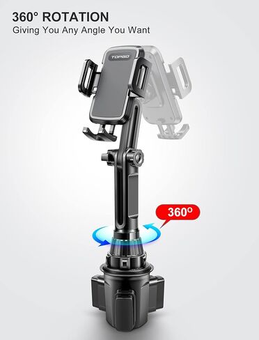 TOPGO Cup Holder Phone Holder, [ Adjustable Pole] Car Cup Holder Phone Mount, Cell Phone Cradle for iPhone, Samsung and More Smart Phone(Black) in Kuwait