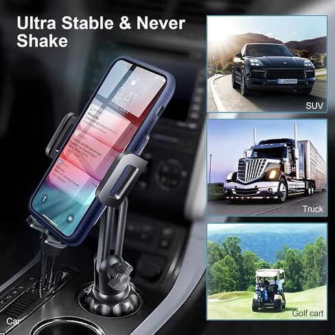 TOPGO Cup Holder Phone Holder, [ Adjustable Pole] Car Cup Holder Phone Mount, Cell Phone Cradle for iPhone, Samsung and More Smart Phone(Black) in Kuwait