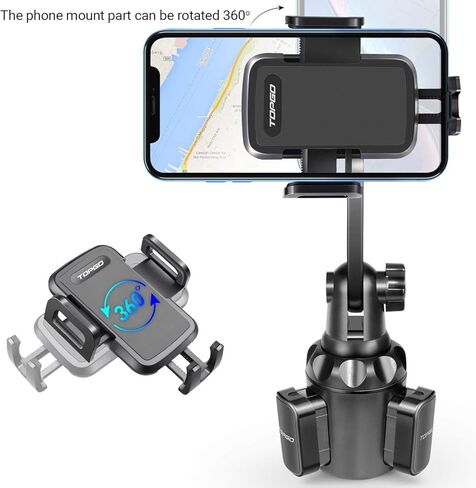 TOPGO Cup Holder Phone Holder, [ Adjustable Pole] Car Cup Holder Phone Mount, Cell Phone Cradle for iPhone, Samsung and More Smart Phone(Black) in Kuwait