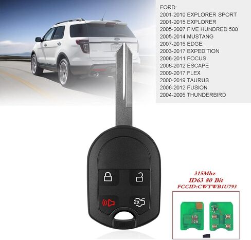 Remote Fob Replacement for FCCID: CWTWB1U793 Fits Ford F150 F250 F350 04-2016/ F-450 Flex 09-2017 Explorer 01-2015/ Escape Ranger 01-2011 Fusion 06-2012/ Econoline 04-2013 /Mercury 3btn (Pack of 2) in Kuwait