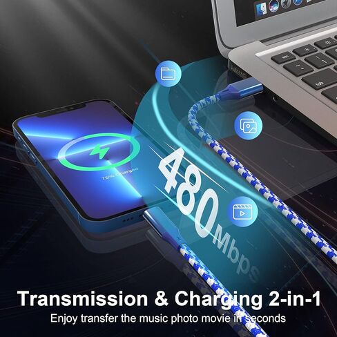 سلك شاحن iPhone طويل، كابل لايتنينج 20FT/6M [معتمد من Apple MFi] كابل مزامنة شحن سريع مجدول من النايلون 2.4 أمبير، كابل شحن USB A لهاتف iPhone14 13 12 11 Pro Max Mini XR XS X 8 7 6 Plus SE Pad in Kuwait