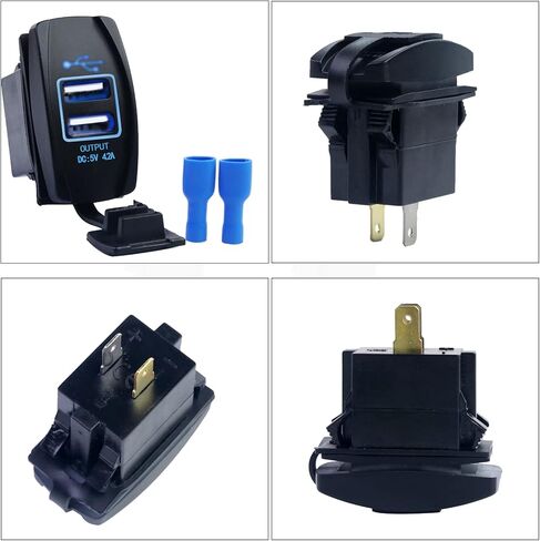 SVAHAOMG 4.2A سريع شاحن USB مزدوج الروك التبديل نمط ضوء LED أزرق USB مقبس شاحن سريع 12 فولت/24 فولت مقبس شحن سريع لسيارة قارب شاحنة RV in Saudi Arabia