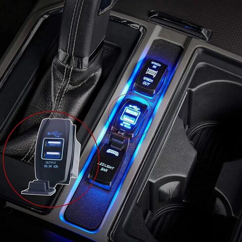 SVAHAOMG 4.2A سريع شاحن USB مزدوج الروك التبديل نمط ضوء LED أزرق USB مقبس شاحن سريع 12 فولت/24 فولت مقبس شحن سريع لسيارة قارب شاحنة RV in Saudi Arabia