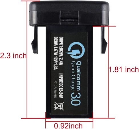 شاحن سيارة Cllena بمنفذين USB سريع لشاحن كاميرا الهاتف المحمول MP3 لسلسلة سيارات تويوتا in Kuwait