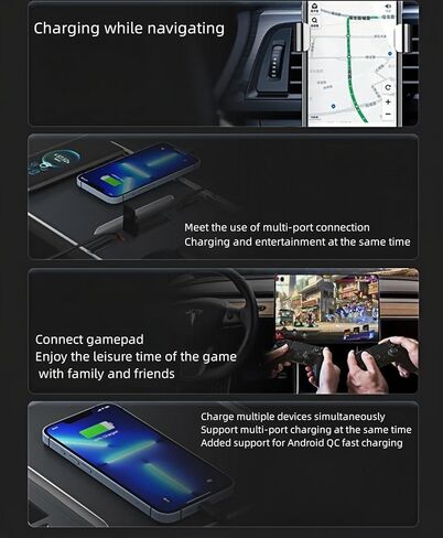 شاحن سيارة USB متعدد المنافذ لسيارة تسلا موديل 3/Y 2021 2022 2023، ملحقات تسلا متعددة الوظائف مع شعار وكابل قابل للسحب، موزع USB تيسلا يناسب 100% محول وحدة التحكم المركزية، هدايا لمالكي تسلا in Kuwait