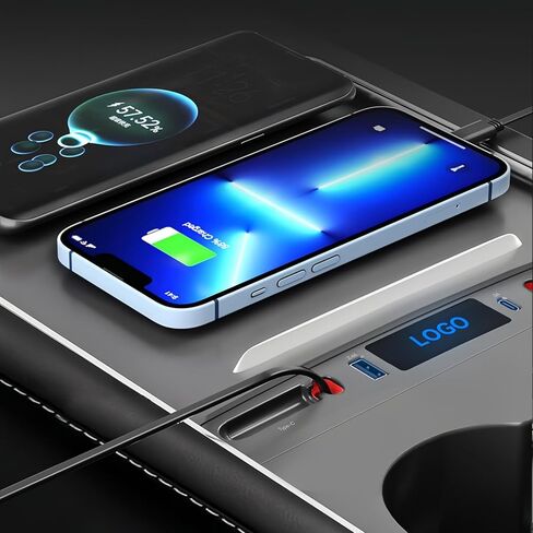 شاحن سيارة USB متعدد المنافذ لسيارة تسلا موديل 3/Y 2021 2022 2023، ملحقات تسلا متعددة الوظائف مع شعار وكابل قابل للسحب، موزع USB تيسلا يناسب 100% محول وحدة التحكم المركزية، هدايا لمالكي تسلا in Kuwait