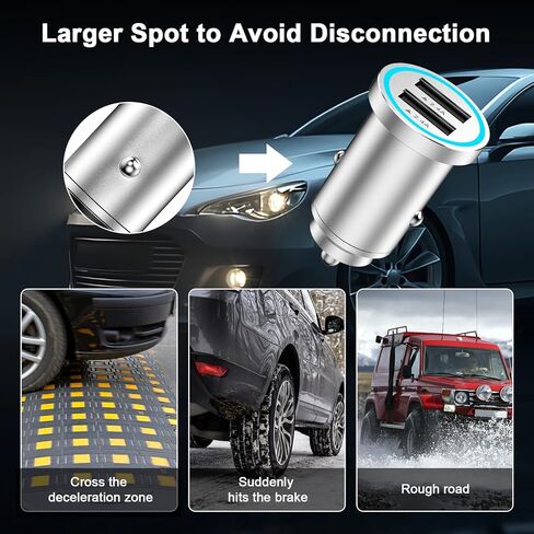 iPhone 15 Fast Car Charger, [MFi Certified] Mini 4.8A All Metal Dual USB Car Charger Fast Charge Adapter with 2 Pack USB to USB C Cable for iPhone 15/15 Plus/15 Pro/15 Pro Max, iPad Pro/Air/Mini in Kuwait