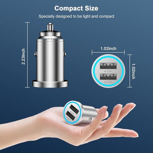 iPhone 15 Fast Car Charger, [MFi Certified] Mini 4.8A All Metal Dual USB Car Charger Fast Charge Adapter with 2 Pack USB to USB C Cable for iPhone 15/15 Plus/15 Pro/15 Pro Max, iPad Pro/Air/Mini in Kuwait