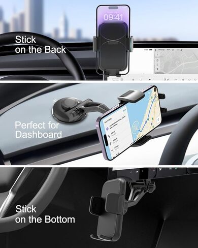 حامل هاتف Aozcu Tesla للطراز Y Model 3، [الطرق الوعرة مستقرة] حامل الهاتف الخلوي للسيارة للوحة أجهزة القياس لشاشة Tesla، مهد Tesla بدون استخدام اليدين لهواتف iPhone 15 14 13 12 Pro Max 4-7 بوصات in Kuwait