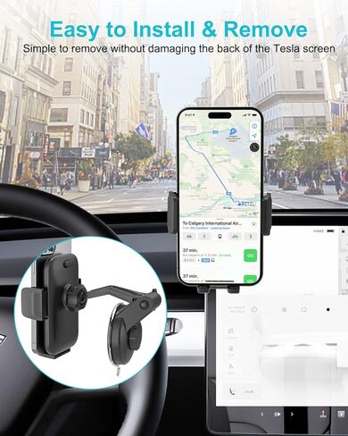 حامل هاتف Aozcu Tesla للطراز Y Model 3، [الطرق الوعرة مستقرة] حامل الهاتف الخلوي للسيارة للوحة أجهزة القياس لشاشة Tesla، مهد Tesla بدون استخدام اليدين لهواتف iPhone 15 14 13 12 Pro Max 4-7 بوصات in Kuwait