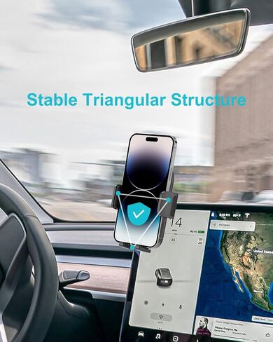 حامل هاتف Aozcu Tesla للطراز Y Model 3، [الطرق الوعرة مستقرة] حامل الهاتف الخلوي للسيارة للوحة أجهزة القياس لشاشة Tesla، مهد Tesla بدون استخدام اليدين لهواتف iPhone 15 14 13 12 Pro Max 4-7 بوصات in Kuwait