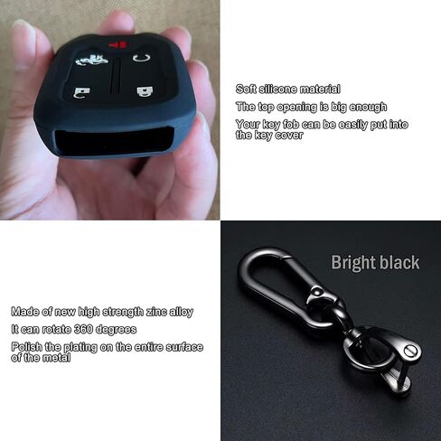 غطاء حافظة مفتاح ذكي من السيليكون من TANDRIVE قطعتين لعام 2023 2022 2021 2020 2019 Chevy Silverado وGMC Sierra 1500 2500HD 3500HD، حامل ملحقات الحماية عن بعد (حلقة مفاتيح، أسود وأسود) in Kuwait