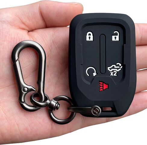 غطاء حافظة مفتاح ذكي من السيليكون من TANDRIVE قطعتين لعام 2023 2022 2021 2020 2019 Chevy Silverado وGMC Sierra 1500 2500HD 3500HD، حامل ملحقات الحماية عن بعد (حلقة مفاتيح، أسود وأسود) in Kuwait