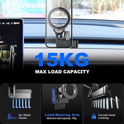 حامل هاتف Enovorld Tesla موديل 2023-2021 Tesla Model 3/Y [إصدار مغناطيسي]، ملحقات Tesla Model 3/Y 2023، ملحقات حامل السيارة MagSafe قابلة للتعديل تناسب جميع الهواتف in Kuwait