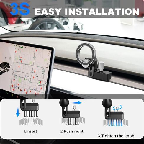حامل هاتف Enovorld Tesla موديل 2023-2021 Tesla Model 3/Y [إصدار مغناطيسي]، ملحقات Tesla Model 3/Y 2023، ملحقات حامل السيارة MagSafe قابلة للتعديل تناسب جميع الهواتف in Kuwait