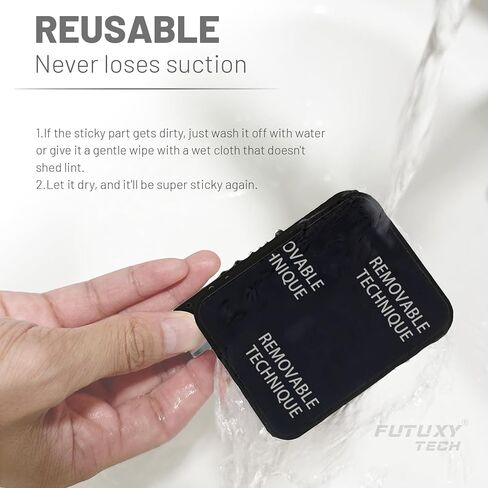 FutuxyTech 【قابل للغسل وإعادة الاستخدام والتعديل】 بديل لحامل الهاتف Airstick مرآة جبل TikTok مهد زجاجي حامل هاتف حامل هاتف دش (أسود) in Kuwait