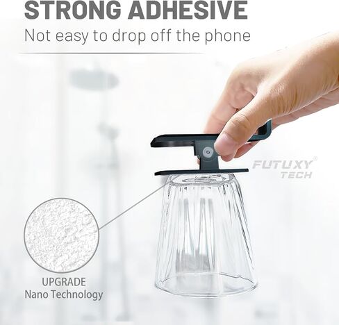 FutuxyTech 【قابل للغسل وإعادة الاستخدام والتعديل】 بديل لحامل الهاتف Airstick مرآة جبل TikTok مهد زجاجي حامل هاتف حامل هاتف دش (أسود) in Kuwait
