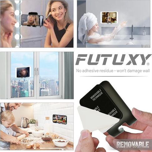 FutuxyTech 【قابل للغسل وإعادة الاستخدام والتعديل】 بديل لحامل الهاتف Airstick مرآة جبل TikTok مهد زجاجي حامل هاتف حامل هاتف دش (أسود) in Kuwait