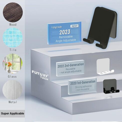 FutuxyTech 【قابل للغسل وإعادة الاستخدام والتعديل】 بديل لحامل الهاتف Airstick مرآة جبل TikTok مهد زجاجي حامل هاتف حامل هاتف دش (أسود) in Kuwait
