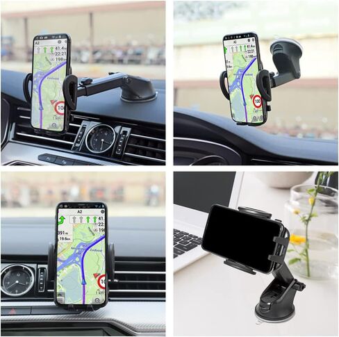 حامل هاتف السيارة من بانسيكو، حامل عالمي للهاتف الخلوي للوحة قيادة السيارة، الزجاج الأمامي التلقائي، فتحة تهوية مكيف الهواء في السيارة، مع ذراع طويل قابل للتعديل وكوب شفط قوي in Kuwait