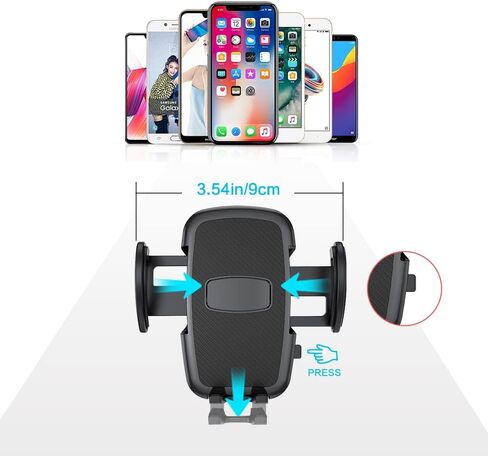 حامل هاتف السيارة من بانسيكو، حامل عالمي للهاتف الخلوي للوحة قيادة السيارة، الزجاج الأمامي التلقائي، فتحة تهوية مكيف الهواء في السيارة، مع ذراع طويل قابل للتعديل وكوب شفط قوي in Kuwait