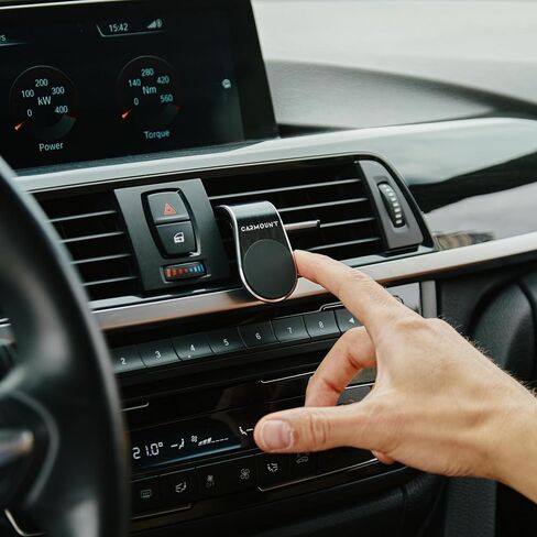 CARMOUNT Minimal Vent Mount – Magnetic Phone Holder for Car, Quick Air Vent Clip Magnetic Phone Mount, Portable Travel Bag, Ideal for Rental Phone Holder, Extra Universal Metal Plates in Kuwait