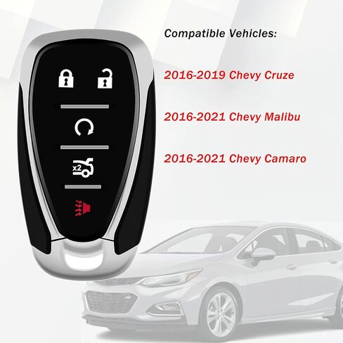 Replacement for Proximity Smart Keyless Entry Remote Control Car Key Fob Fits for Chevy Cruze 2016-2019 / Chevy Malibu , Camaro 2016-2021 FCCID: HYQ4EA ID46 Chip (433MHz) 1 Pack in Kuwait