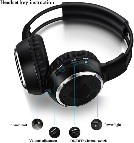 سماعات AYVVPII IR للسيارة DVD، سماعات رأس السيارة اللاسلكية، سماعة رأس الأشعة تحت الحمراء العالمية 2 قناة لنظام الترفيه في السيارات قطعتين in Kuwait