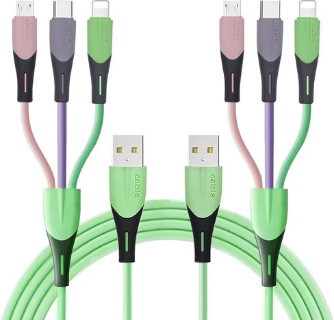 كيبل شحن متعدد 5 امبير 3 في 1 متعدد USB فائق السرعة مع الجوال/USB-C/Micro-USB للهواتف الخلوية/IP/سامسونج جالكسي/بي اس/ال جي/جوجل بكسل/هواوي/التابلت والمزيد [عبوتان/3 قدم] in Kuwait