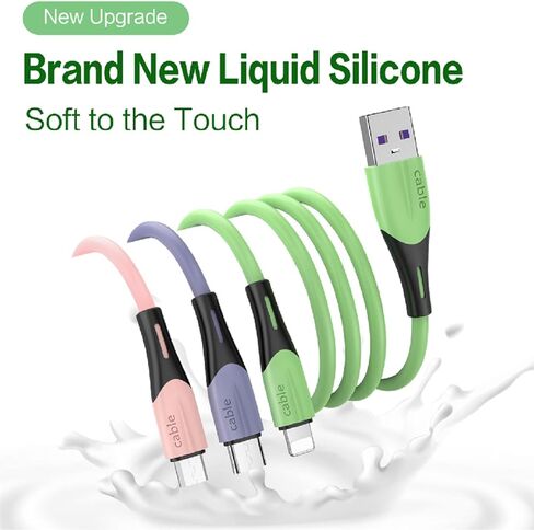 كيبل شحن متعدد 5 امبير 3 في 1 متعدد USB فائق السرعة مع الجوال/USB-C/Micro-USB للهواتف الخلوية/IP/سامسونج جالكسي/بي اس/ال جي/جوجل بكسل/هواوي/التابلت والمزيد [عبوتان/3 قدم] in Kuwait