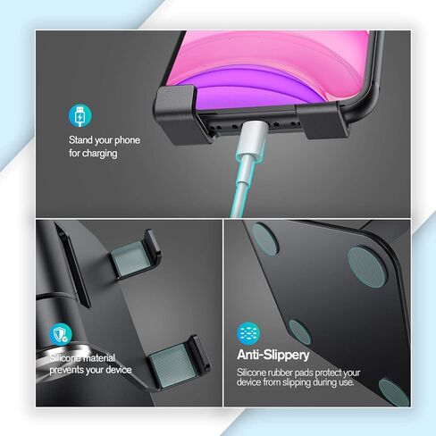 اوريبوكس حامل هاتف خلوي، حامل هاتف قابل للتعديل للمكتب، حامل مكتب صلب من الالومنيوم، متوافق مع ايفون 12/11 برو ماكس اكس اس ماكس اكس ار اكس 8 7 6 اس بلس اس اي 2020 12 ميني، سامسونج جالكسي in Kuwait