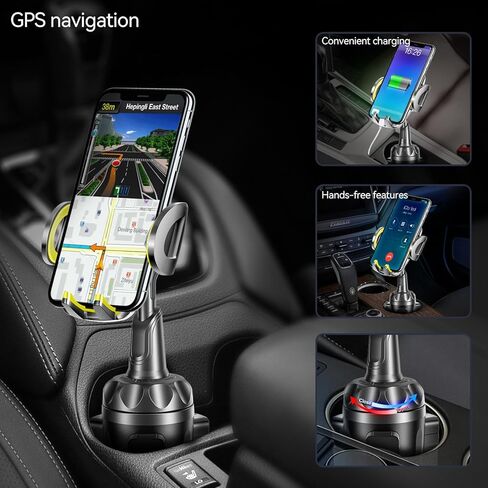 TOPGO Cup Holder Phone Mount, Cup Phone Holder for Car [Secure & Stable] Cup Holder Phone Holder Cell Phone Automobile Cradle for iPhone 13 and More Smart Phone -Black in Kuwait