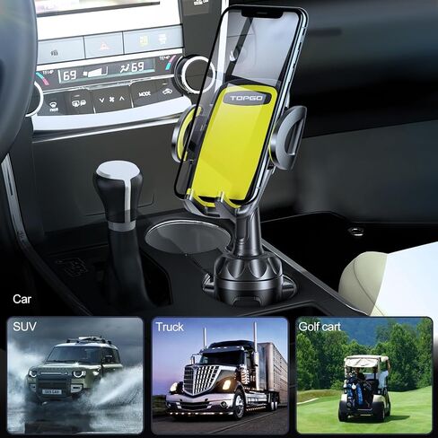 TOPGO Cup Holder Phone Mount, Cup Phone Holder for Car [Secure & Stable] Cup Holder Phone Holder Cell Phone Automobile Cradle for iPhone 13 and More Smart Phone -Black in Kuwait