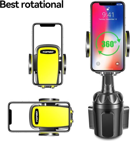 TOPGO Cup Holder Phone Mount, Cup Phone Holder for Car [Secure & Stable] Cup Holder Phone Holder Cell Phone Automobile Cradle for iPhone 13 and More Smart Phone -Black in Kuwait