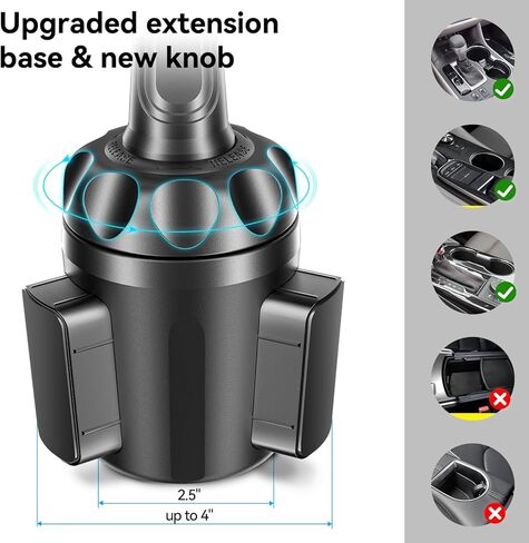 TOPGO Cup Holder Phone Mount, Cup Phone Holder for Car [Secure & Stable] Cup Holder Phone Holder Cell Phone Automobile Cradle for iPhone 13 and More Smart Phone -Black in Kuwait