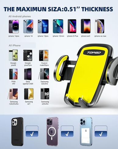 TOPGO Cup Holder Phone Mount, Cup Phone Holder for Car [Secure & Stable] Cup Holder Phone Holder Cell Phone Automobile Cradle for iPhone 13 and More Smart Phone -Black in Kuwait