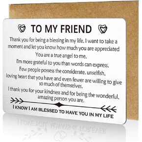 Best Friend Birthday Card, Bestie Sister Friendship Card for Women Lady Girl, To My Friend Gift Birthday Wedding Christmas Engraved Card