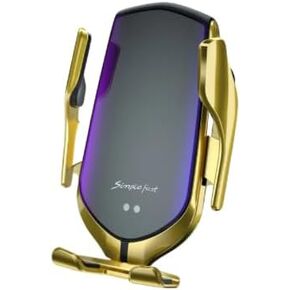 Car Wireless Charger Magnetic Automatic Car Mount Phone Holder for iPhone 15 Pro Max 14 Pro Max Samsung Galaxy Note 10w Fast Charger (Gold)