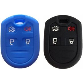 Black and Red Silicone Key Fob Case Cover Skin Key Jacket Keyless Smart Jacket Cover Protector for Expedition F150 F250-350 LINCOLN Navigator