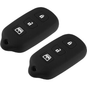 2 Pcs Key Fob Case Cover Compatible for Toyota 4Runner 1999-2009 4 Button, Durable Silicone Black Remote Key Case Protector
