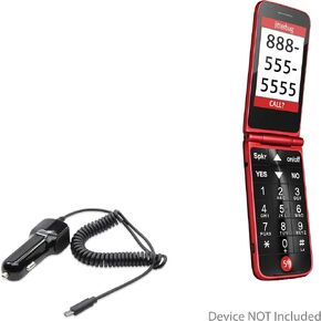 شاحن سيارة BoxWave متوافق مع Jitterbug Flip - شاحن سيارة Plus، شاحن سيارة بمنفذ USB إضافي مع كابل مدمج لـ Jitterbug Flip، Jitterbug Flip، Lively، Smart2 - أسود in Kuwait