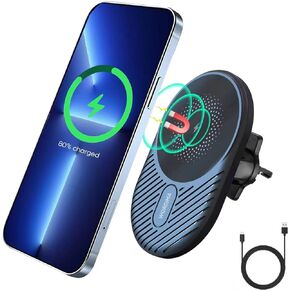 شاحن سيارة لاسلكي مغناطيسي، شحن سريع بحد أقصى 15 واط من WORDIMA، متوافق مع شاحن السيارة MagSafe، حامل فتحة تهوية متوافق مع هواتف iPhone 13/12 Series والحافظات المغناطيسية in Kuwait