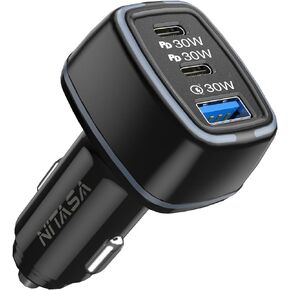 شاحن سيارة USB C، شاحن سيارة iPhone NITASA 90W 3 منافذ PD + شحن سريع 3.0(PPS) LED نوع C محول شحن سريع لهاتف iPhone 14/14 Pro/13/15 Pro Max، iPad، Samsung S22/S23، Google Pixel 7 6 /8 برو موتو in Kuwait
