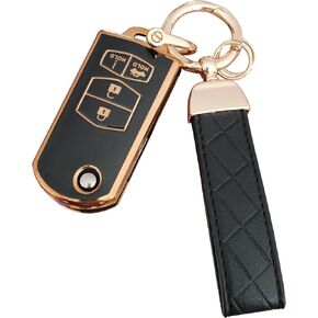 AIOEUOIA for Mazda Key Fob Cover Keyless Entry Remote Control Key Case Protector Replacement Fit for Mazda 2 3 5 6 CX-5 CX-7 CX-9 RX-8 MX-5 Miata (4-Button Black) in Kuwait