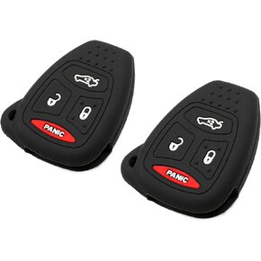 Silicone Key Fob Cover Fit for Chrysler 200 300 PT Cruiser Dodge Charger Magnum Durango Jeep Grand Cherokee Commander Liberty | Car Accessories | Remote Key Protection Case - Black & Black