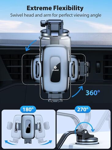 حامل هاتف السيارة العالمي VICSEED [حماية نهائية من السيليكون] حامل هاتف طويل الذراع لتركيب الهاتف على لوحة القيادة والزجاج الأمامي للسيارة بدون استخدام اليدين وحامل الهاتف الخلوي متوافق مع جميع الهواتف in Kuwait