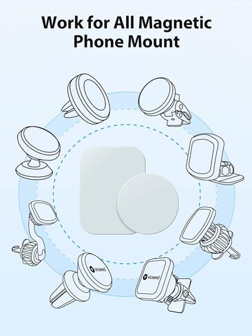 لوحة معدنية عالمية من VICSEED للهاتف المغناطيسي للسيارة [سطح السيليكون السائل] 4 قطع لوحة معدنية للهاتف لحامل الهاتف المغناطيسي للسيارة [لاصق 3M] يناسب جميع حامل السيارة المغناطيسي، 2 مستطيل و2 مستدير in Kuwait