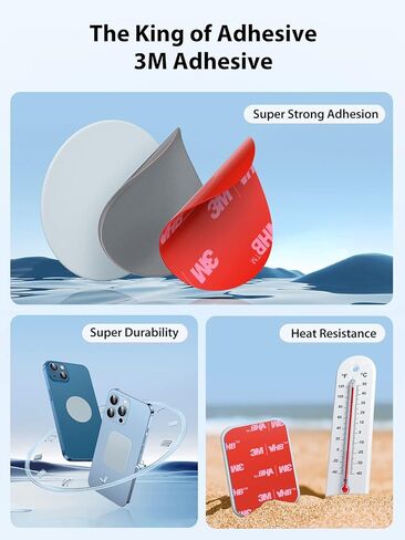 لوحة معدنية عالمية من VICSEED للهاتف المغناطيسي للسيارة [سطح السيليكون السائل] 4 قطع لوحة معدنية للهاتف لحامل الهاتف المغناطيسي للسيارة [لاصق 3M] يناسب جميع حامل السيارة المغناطيسي، 2 مستطيل و2 مستدير in Kuwait