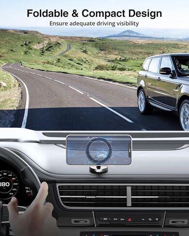 PonJel Fits MagSafe Car Mount, 20 Strong Magnets - Magnetic Car Phone Holder, Hands Free Folding Car Holder Mount for iPhone 14 13 12 Pro Max Plus All Phones Magsafe Case in Kuwait