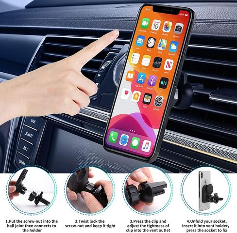 VOVIGGOL حامل هاتف بفتحة تهوية للهواء للتركيب على المقبس، ثبات قوي، دوران 360 درجة، فتحة تهوية من السيليكون لتثبيت الهاتف في السيارة، حامل سيارة متوافق مع iPhone Samgsung وجميع الهواتف الذكية in Kuwait